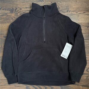 NWT lululemon scuba tumbled fleece funnel-neck half zip XS/S black